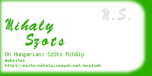 mihaly szots business card